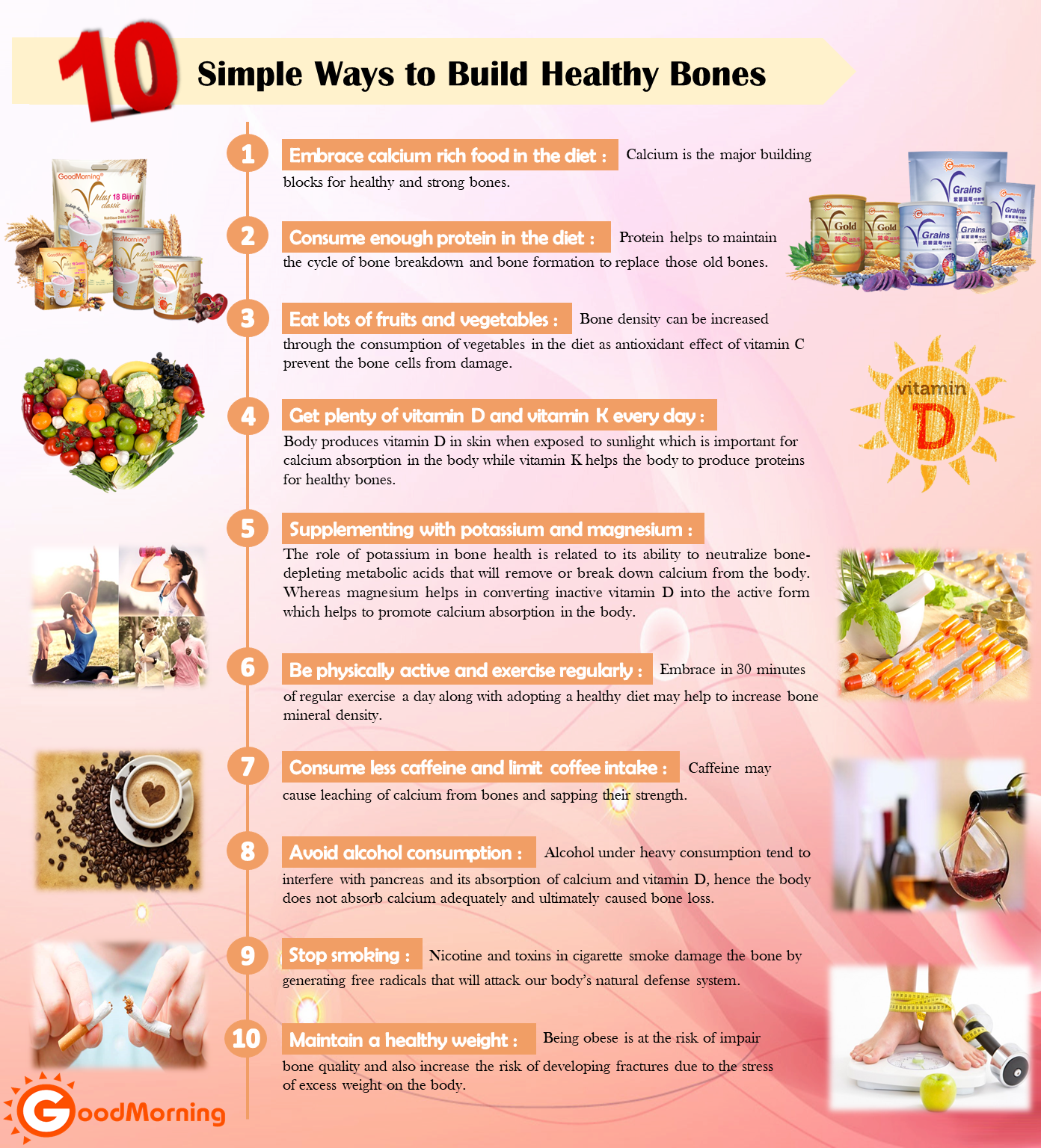 10 Ways to Build Healthy Bones and Keep them Strong 建立健康、强壮骨骼的方法